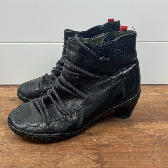 Camper Peu Nara lace up heeled bootie Size 40 black leather women’s 2.5” heel - Picture 3 of 9